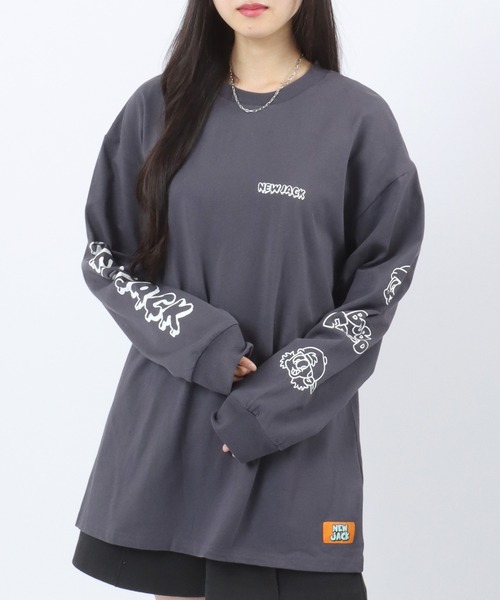 【セール】「2点セット」NEWJACK（ニュージャック）イラストグラフィックバックプリント 半袖Ｔシャツ×長袖ロンT メンズ レディース ユニセックス（Tシャツ/カットソー）｜NEW JACK（ニュージャック）