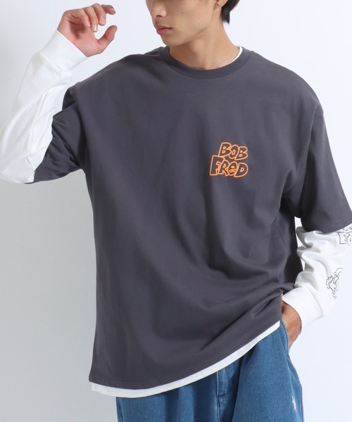 【セール】「2点セット」NEWJACK（ニュージャック）イラストグラフィックバックプリント 半袖Ｔシャツ×長袖ロンT メンズ レディース ユニセックス（Tシャツ/カットソー）｜NEW JACK（ニュージャック）