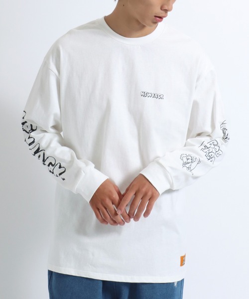 【セール】「2点セット」NEWJACK（ニュージャック）イラストグラフィックバックプリント 半袖Ｔシャツ×長袖ロンT メンズ レディース ユニセックス（Tシャツ/カットソー）｜NEW JACK（ニュージャック）