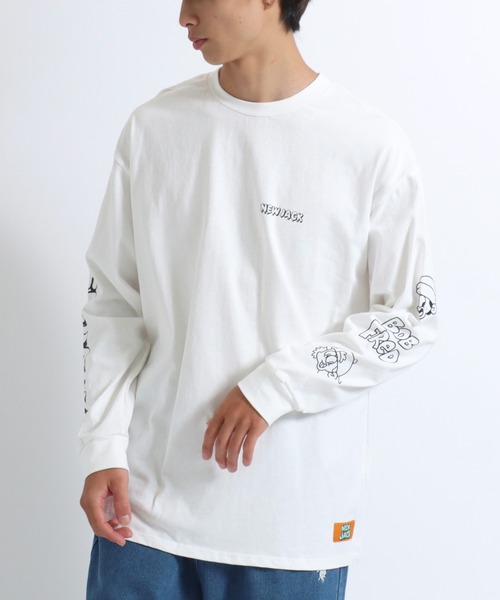 【セール】「2点セット」NEWJACK（ニュージャック）イラストグラフィックバックプリント 半袖Ｔシャツ×長袖ロンT メンズ レディース ユニセックス（Tシャツ/カットソー）｜NEW JACK（ニュージャック）