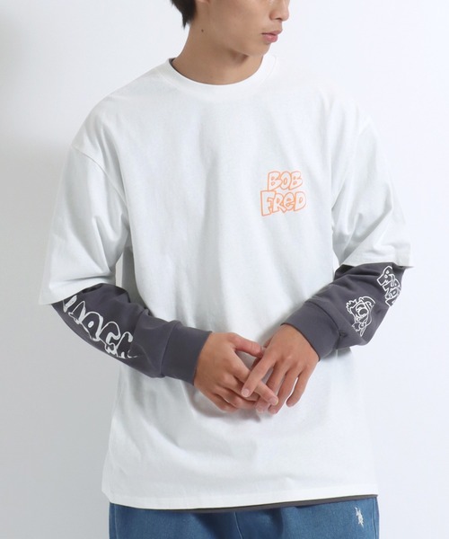 【セール】「2点セット」NEWJACK（ニュージャック）イラストグラフィックバックプリント 半袖Ｔシャツ×長袖ロンT メンズ レディース ユニセックス（Tシャツ/カットソー）｜NEW JACK（ニュージャック）