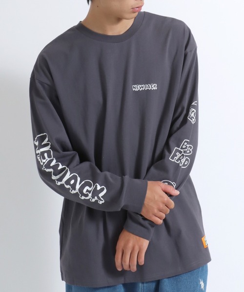 【セール】「2点セット」NEWJACK（ニュージャック）イラストグラフィックバックプリント 半袖Ｔシャツ×長袖ロンT メンズ レディース ユニセックス（Tシャツ/カットソー）｜NEW JACK（ニュージャック）