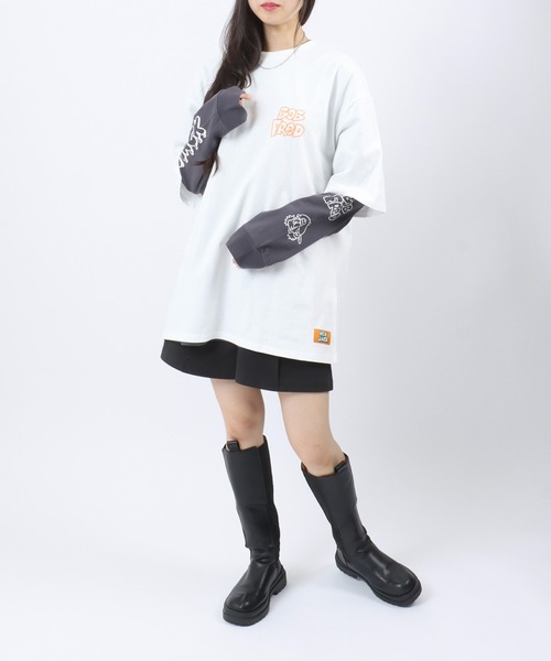 【セール】「2点セット」NEWJACK（ニュージャック）イラストグラフィックバックプリント 半袖Ｔシャツ×長袖ロンT メンズ レディース ユニセックス（Tシャツ/カットソー）｜NEW JACK（ニュージャック）