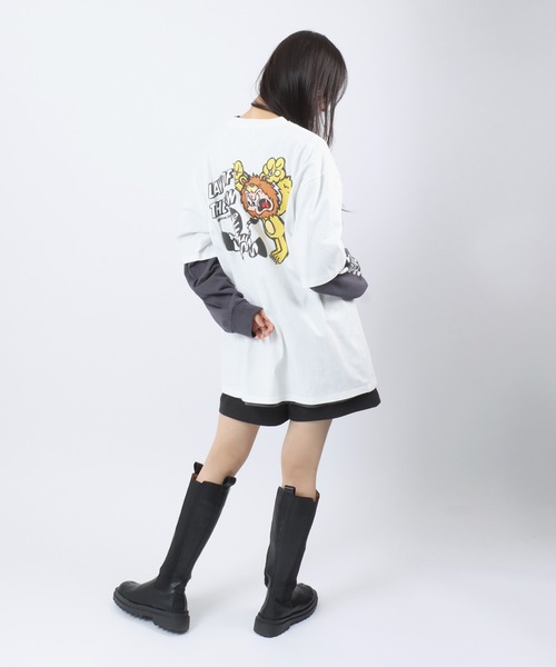 【セール】「2点セット」NEWJACK（ニュージャック）イラストグラフィックバックプリント 半袖Ｔシャツ×長袖ロンT メンズ レディース ユニセックス（Tシャツ/カットソー）｜NEW JACK（ニュージャック）