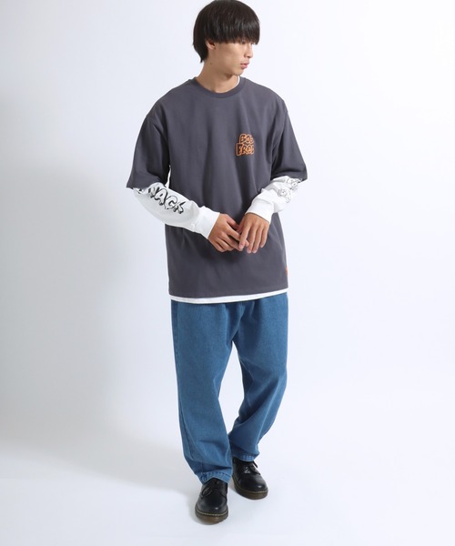 【セール】「2点セット」NEWJACK（ニュージャック）イラストグラフィックバックプリント 半袖Ｔシャツ×長袖ロンT メンズ レディース ユニセックス（Tシャツ/カットソー）｜NEW JACK（ニュージャック）