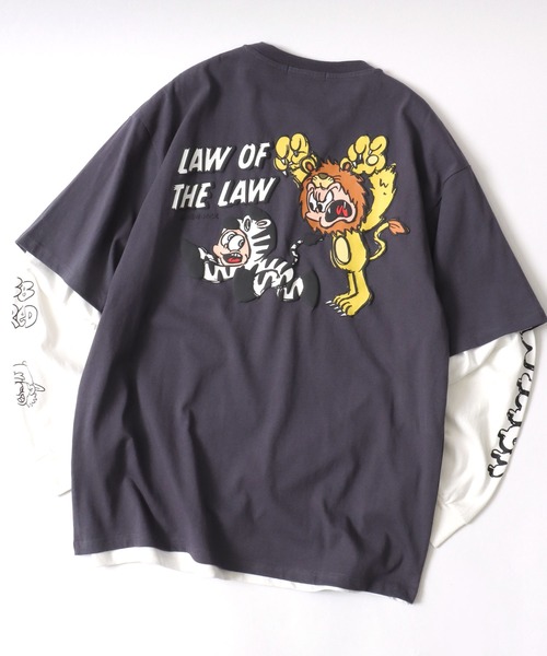 【セール】「2点セット」NEWJACK（ニュージャック）イラストグラフィックバックプリント 半袖Ｔシャツ×長袖ロンT メンズ レディース ユニセックス（Tシャツ/カットソー）｜NEW JACK（ニュージャック）