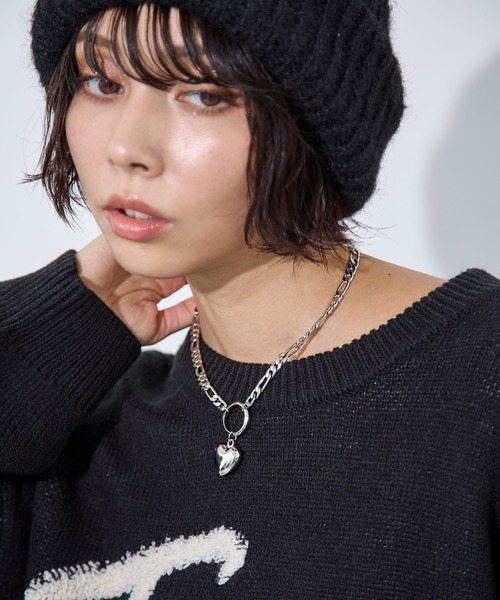 PAGEBOY（ページボーイ）の「ハートリングネックレス（ネックレス・レディース・ブラック/シルバー・FREE）」の11枚目の写真