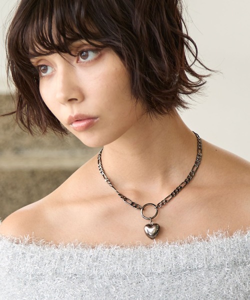 PAGEBOY（ページボーイ）の「ハートリングネックレス（ネックレス・レディース・ブラック/シルバー・FREE）」の8枚目の写真