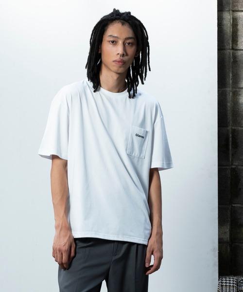 Glanss（グランス）の「glanss logo pocket t-shirts / ロゴポケTシャツ 裾ドローコード付【ユニセックス】（Tシャツ/カットソー・メンズ・ホワイト/ブラック/ブルー・1/2）」の2枚目の写真
