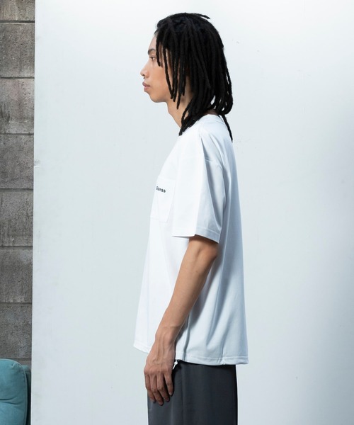 Glanss（グランス）の「glanss logo pocket t-shirts / ロゴポケTシャツ 裾ドローコード付【ユニセックス】（Tシャツ/カットソー・メンズ・ホワイト/ブラック/ブルー・1/2）」の5枚目の写真