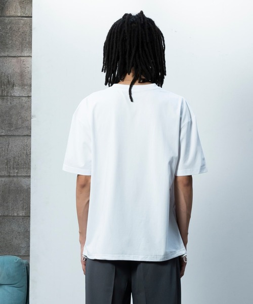 Glanss（グランス）の「glanss logo pocket t-shirts / ロゴポケTシャツ 裾ドローコード付【ユニセックス】（Tシャツ/カットソー・メンズ・ホワイト/ブラック/ブルー・1/2）」の6枚目の写真