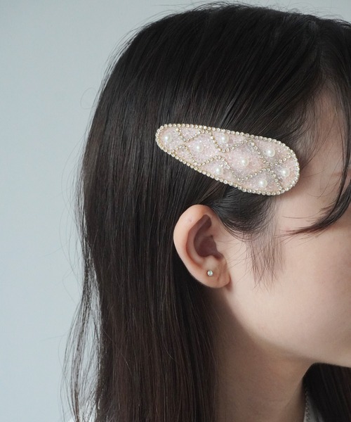 パール付き黒色ヘアピン セール】【 Port / ポート 】クリスタル パールラインストーン