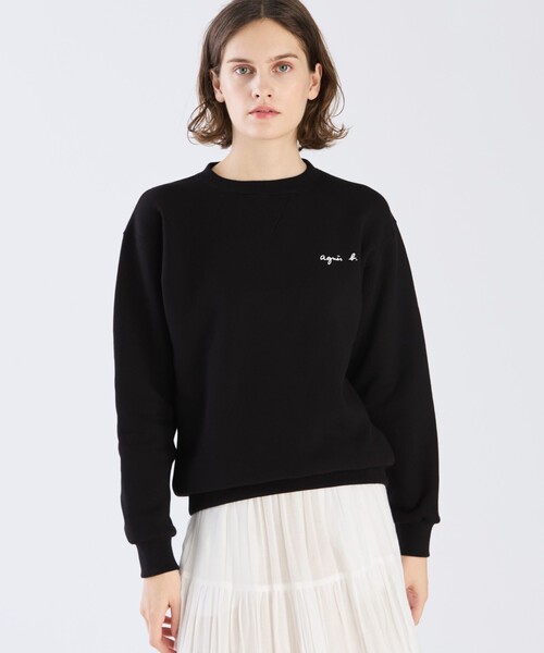 agnes b.(アニエスベー)の「【Outlet】ロゴ プリント コットン 長袖 スウェット(Tシャツ/カットソー・レディース・ブラック・1/2/3)」の3枚目の写真