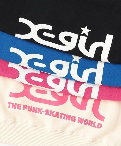 X-girl Stages（エックスガールステージス）の「ビッグミルズロゴトレーナー（スウェット・キッズ・ブルー/ブラック/アイボリー/ピンク・80ｃｍ/90cm/110cm/100cm/120cm/130cm/140cm）」の6枚目の写真