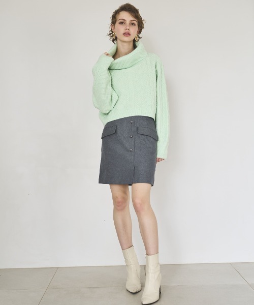AND COUTURE(アンドクチュール)の「フラップミニスカート(スカート・レディース・ブラック/グレー/ネイビー・MEDIUM/SMALL)」の20枚目の写真