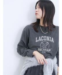 Samansa Mos2 blue | ピグメントアソートプリントロンT(Tシャツ/カットソー)