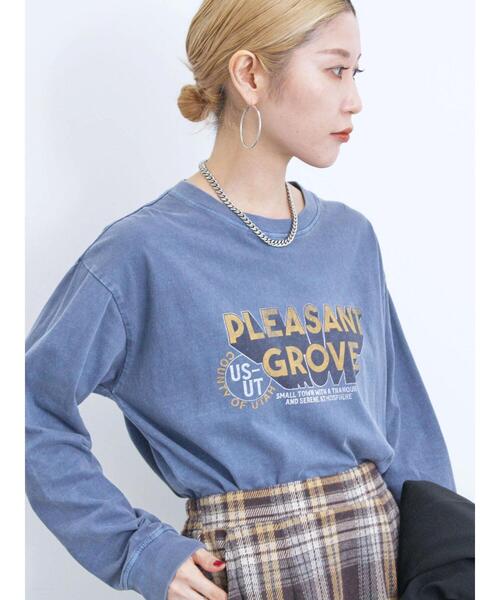 Samansa Mos2 blue（サマンサモスモスブルー）の「ピグメントアソートプリントロンT（Tシャツ/カットソー・レディース・ブルー/チャコールグレー/シルバーグレー・F）」の3枚目の写真