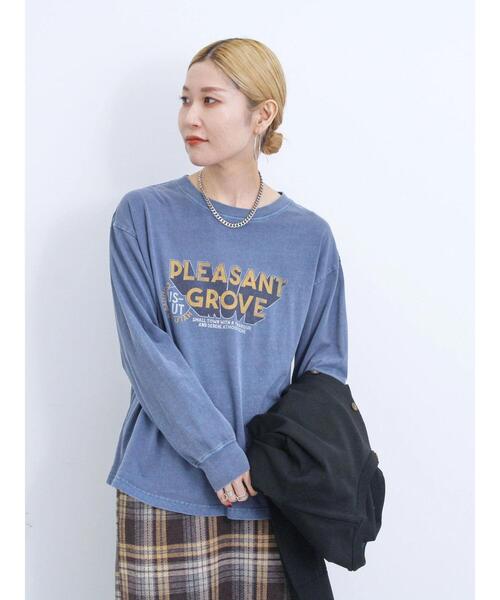 Samansa Mos2 blue（サマンサモスモスブルー）の「ピグメントアソートプリントロンT（Tシャツ/カットソー・レディース・ブルー/チャコールグレー/シルバーグレー・F）」の9枚目の写真