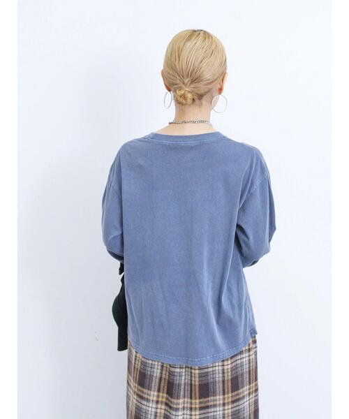 Samansa Mos2 blue（サマンサモスモスブルー）の「ピグメントアソートプリントロンT（Tシャツ/カットソー・レディース・ブルー/チャコールグレー/シルバーグレー・F）」の14枚目の写真
