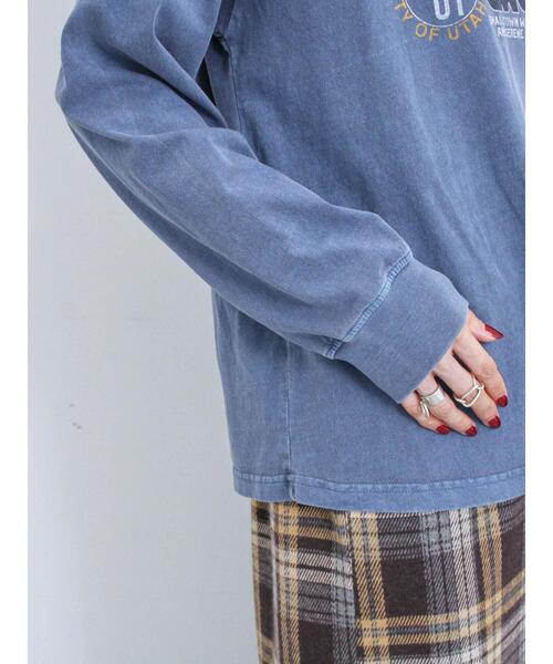 Samansa Mos2 blue（サマンサモスモスブルー）の「ピグメントアソートプリントロンT（Tシャツ/カットソー・レディース・ブルー/チャコールグレー/シルバーグレー・F）」の18枚目の写真
