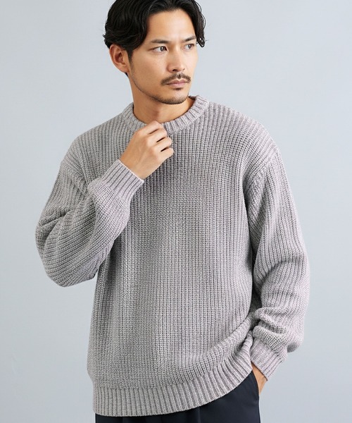 jiggys shop(ジギーズショップ)の「畦編みクルーネックトリコロール洗えるニットセーター(ニット/セーター・メンズ・グレー/ブラウン/ブラック・X-LARGE/LARGE/MEDIUM)」の2枚目の写真