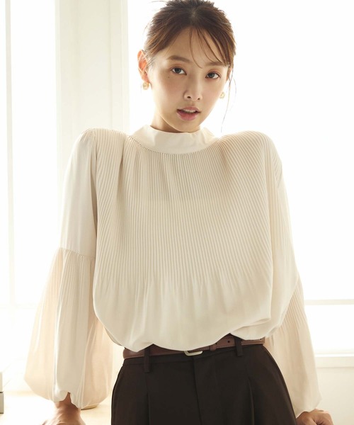 fifth(フィフス)の「前後2wayプリーツブラウス(ワンピース・レディース・アイボリー/ブラック/ボルドー/ライトグリーン/ピンク・M)」の7枚目の写真