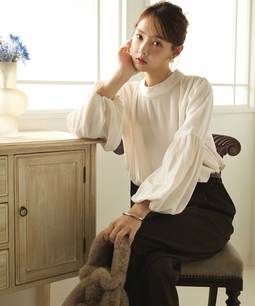 fifth(フィフス)の「前後2wayプリーツブラウス(ワンピース・レディース・アイボリー/ブラック/ボルドー/ライトグリーン/ピンク・M)」の6枚目の写真