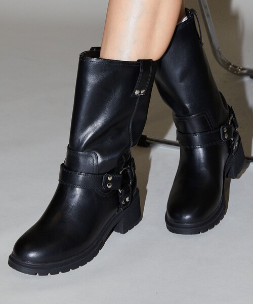 PUBLUX（パブリュクス）の「PUBLUX/パブリュクス エンジニア リング デザイン ブーツ　限定展開（ブーツ・レディース・ブラック/ダークブラウン・38/39/36/37）」の2枚目の写真