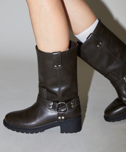 PUBLUX（パブリュクス）の「PUBLUX/パブリュクス エンジニア リング デザイン ブーツ　限定展開（ブーツ・レディース・ブラック/ダークブラウン・38/39/36/37）」の4枚目の写真