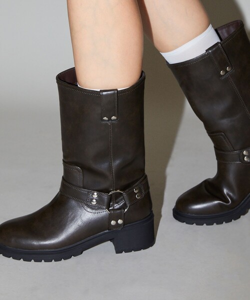 PUBLUX（パブリュクス）の「PUBLUX/パブリュクス エンジニア リング デザイン ブーツ　限定展開（ブーツ・レディース・ブラック/ダークブラウン・38/39/36/37）」の9枚目の写真