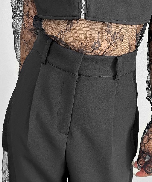 LVEU.（ラブユ.）の「【LVEU.】サイドレースデザインスラックス / パンツ ボトムス スラックス レース シアー シースルー モード系 ブラック（スラックス・レディース・ブラック・FREE/SMALL）」の7枚目の写真