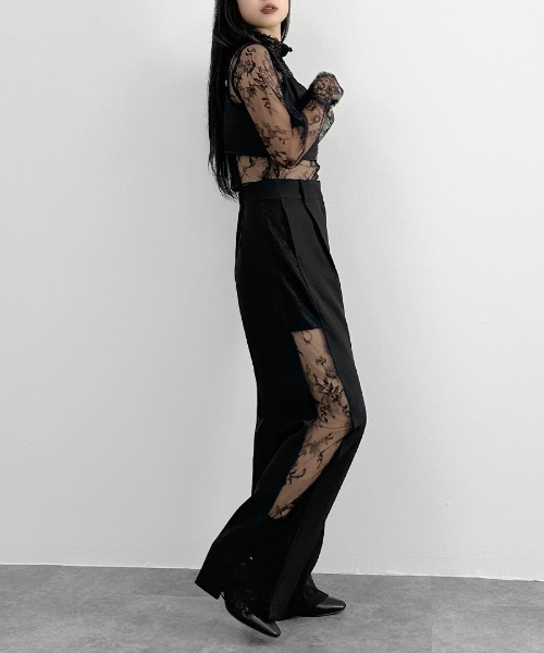 LVEU.（ラブユ.）の「【LVEU.】サイドレースデザインスラックス / パンツ ボトムス スラックス レース シアー シースルー モード系 ブラック（スラックス・レディース・ブラック・FREE/SMALL）」の13枚目の写真