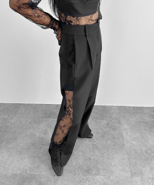 LVEU.（ラブユ.）の「【LVEU.】サイドレースデザインスラックス / パンツ ボトムス スラックス レース シアー シースルー モード系 ブラック（スラックス・レディース・ブラック・FREE/SMALL）」の19枚目の写真