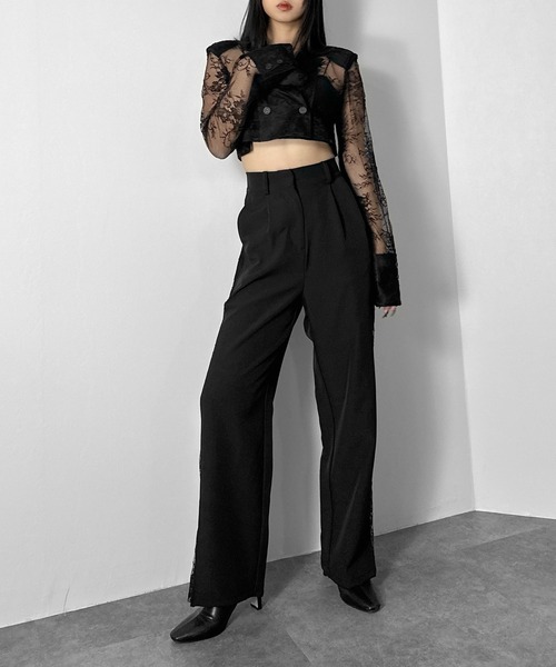 セール】【LVEU.】サイドレースデザインスラックス / パンツ ボトムス