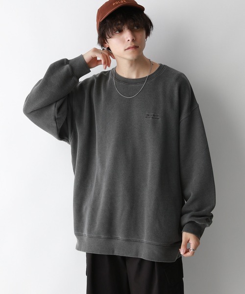 SIGNAL SPORTS（シグナルスポーツ）の「【SIGNAL SPORTS】ワンポイント刺繍/ヘビーウェイトピグメント裏毛スウェット（スウェット・メンズ・ブルー/グリーン/ダークグレー・MEDIUM/LARGE）」の2枚目の写真