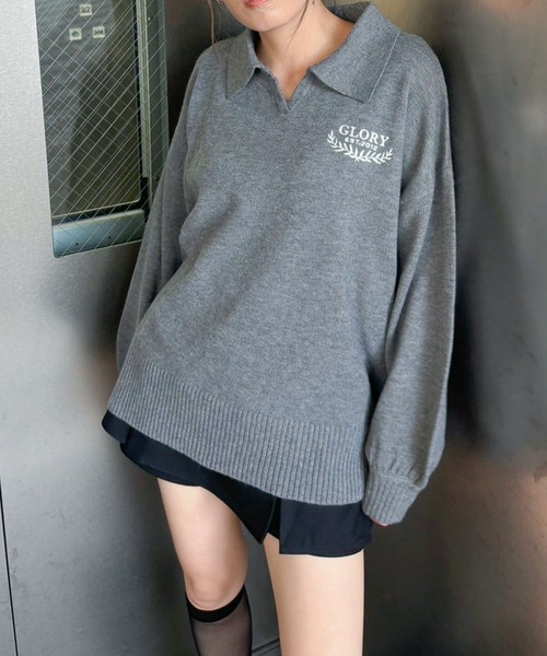 ENVYM（アンビー）の「スキッパールーズニット（ニット/セーター・レディース・グレー/ブルー/ホワイト・FREE）」の19枚目の写真