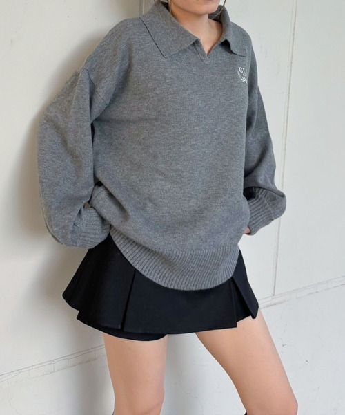 ENVYM（アンビー）の「スキッパールーズニット（ニット/セーター・レディース・グレー/ブルー/ホワイト・FREE）」の4枚目の写真