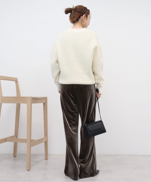 セール】ラメ入リVネック片畦ニットプルオーバー（ニット/セーター