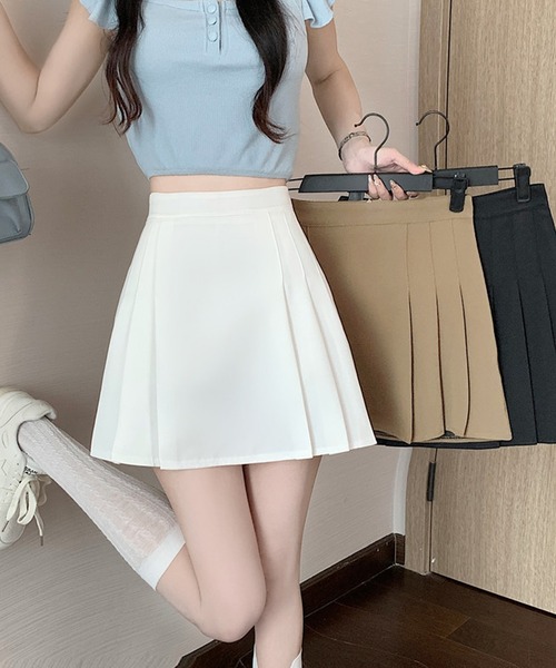 Chick(チック)の「▲Pleats Mini Skirt / プリーツミニスカート(スカート・レディース・ブラック/チャコールグレー/ホワイト/ベージュ・S/M/L)」の17枚目の写真