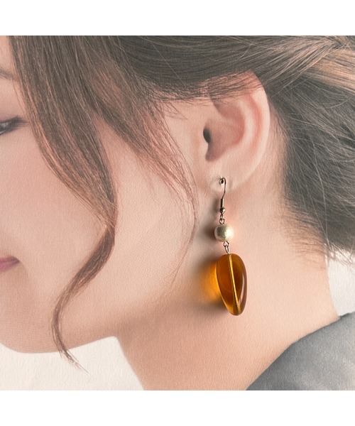 tone（トーン）の「【-lensa-】コットンパールとオレンジピアス(MA)（ピアス（両耳用）・レディース・オレンジ・FREE）」の4枚目の写真