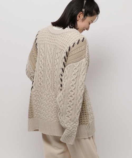 niko and...(ニコアンド)の「ケーブルパッチワークチュニック(チュニック・レディース・ブラック/ベージュ/ブルー・FREE)」の16枚目の写真