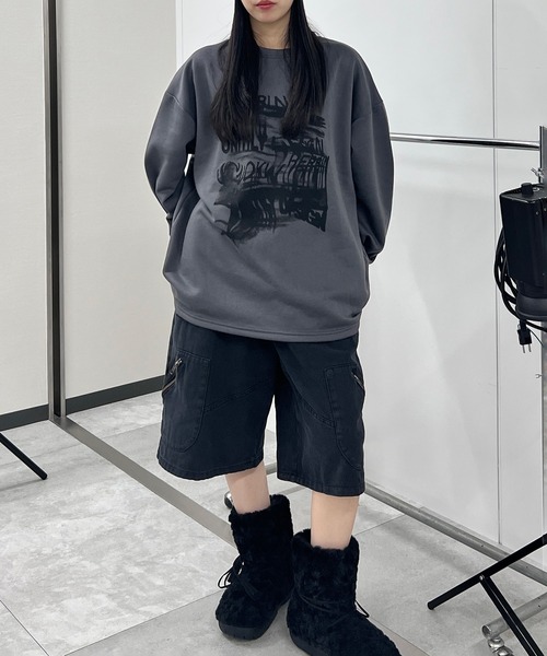 Figments（フィグメンツ）の「【裏起毛】グラフィティアートスウェット（スウェット・レディース・ブラック/チャコールグレー・FREE）」の11枚目の写真