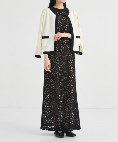 CINOH(チノ)の「【CINOH/チノ】BLACK FORMAL LACE DRESS/ブラックフォーマルレーススリーブレスワンピース/オケージョン可(ワンピース・レディース・ブラック・38/36)」の8枚目の写真