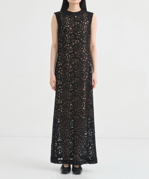 CINOH(チノ)の「【CINOH/チノ】BLACK FORMAL LACE DRESS/ブラックフォーマルレーススリーブレスワンピース/オケージョン可(ワンピース・レディース・ブラック・38/36)」の10枚目の写真