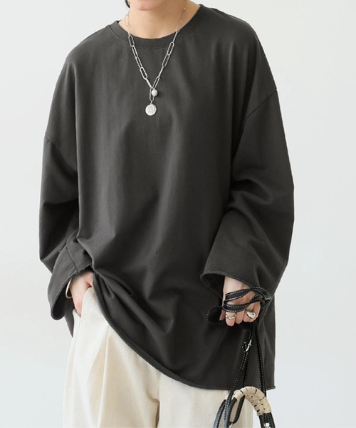 antiqua(アンティカ)の「ワイドロンT(Tシャツ/カットソー・レディース・チャコールグレー/ブラック・ONESIZE)」の9枚目の写真