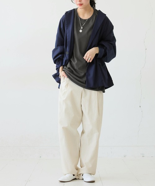 antiqua(アンティカ)の「ワイドロンT(Tシャツ/カットソー・レディース・チャコールグレー/ブラック・ONESIZE)」の12枚目の写真