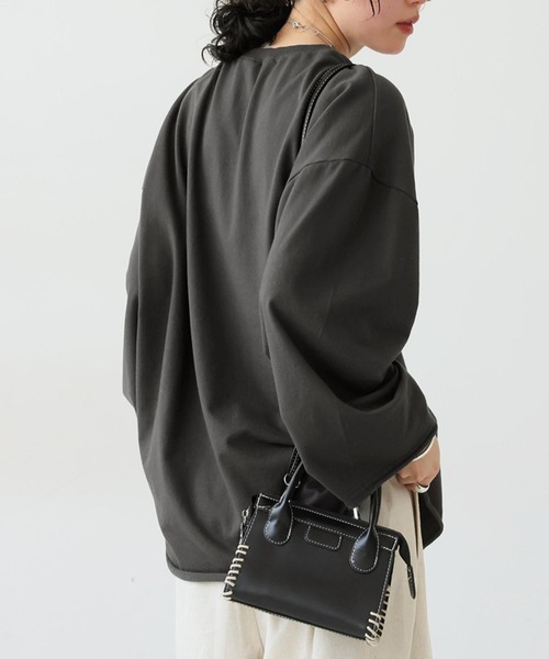 antiqua(アンティカ)の「ワイドロンT(Tシャツ/カットソー・レディース・チャコールグレー/ブラック・ONESIZE)」の13枚目の写真