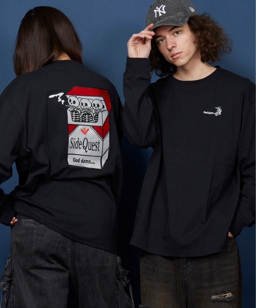 unrelaxing（アンリラクシング）の「オーバーサイズ 刺繍 ロングTシャツ 綿100％/embroidery oversize T-shirt（Tシャツ/カットソー・メンズ・ホワイト系7/ホワイト系9/ホワイト系4/ブラック系その他4/その他10/その他19/ホワイト系1/ホワイト系2/ブラック/ブラック×レッド/その他/その他6/その他14/ホワイト系5/ブラック系その他3/その他20/ホワイト系3/ブラック系その他/ブラック×ブルー/ブラック系2/その他4/その他7/その他9/その他12/その他21/ホワイト系/ブラック系その他2/その他15/その他16/その他17/その他18/ホワイト系6/ライトブラック/ブラック系その他6/ブラック系1/ブラック系3/その他8/ホワイト系8/スミクロ/ブラック系その他7/ブラック系/その他1/その他3/その他5/その他11/ブラック系その他5・SMALL/MEDIUM/LARGE/X-LARGE）」の18枚目の写真