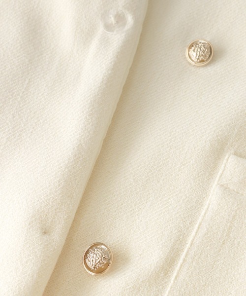 Pierrot（ピエロ）の「ノーカラーフリンジツイードジャケット（ノーカラージャケット・レディース・アイボリー/ブラック・L/M）」の17枚目の写真