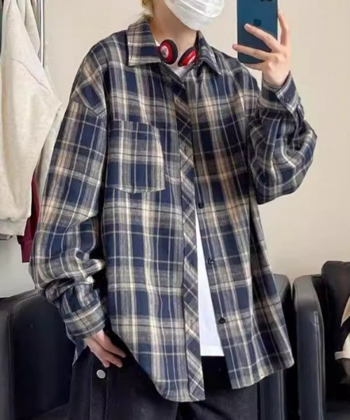 MGV（エムジーヴィー）の「オンブレチェックシャツ（シャツ/ブラウス・メンズ・ブラウン/ネイビー・MEDIUM/LARGE/X-LARGE）」の7枚目の写真